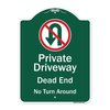 Signmission Private Driveway Dead End No Turn Around W/ Heavy-Gauge Aluminum Sign, 24" x 18", GW-1824-9924 A-DES-GW-1824-9924